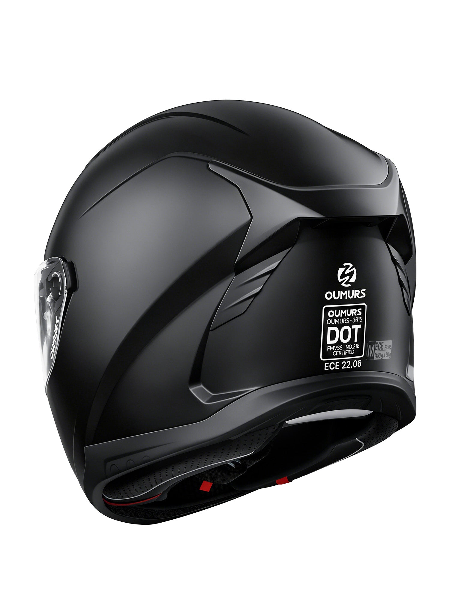 Oumurs-361S Full Face Street Helmet, ECE 22.06 & DOT Certified, Matte Black