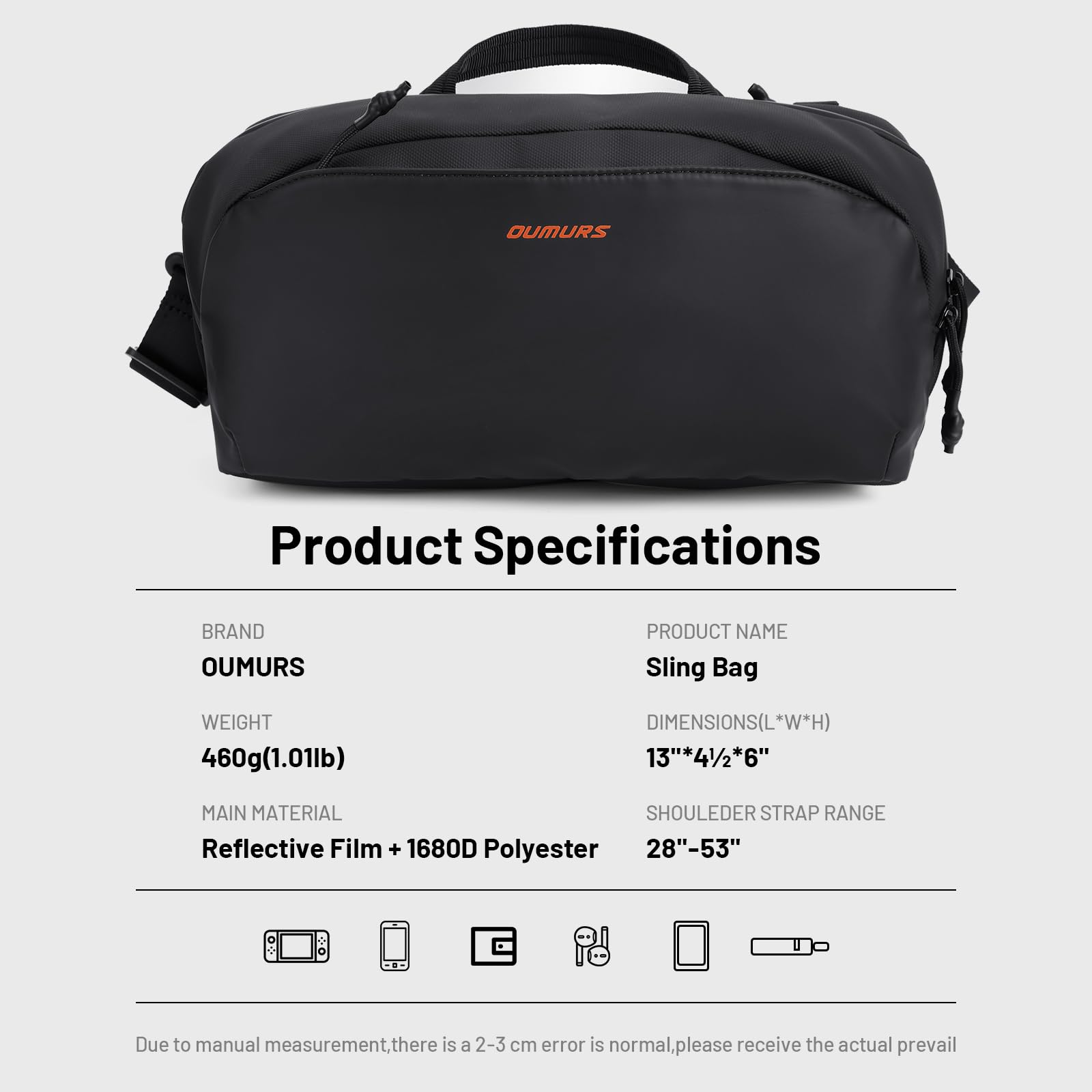 Oumurs 4L Crossbody Bag Sling Backpack for Men and Women