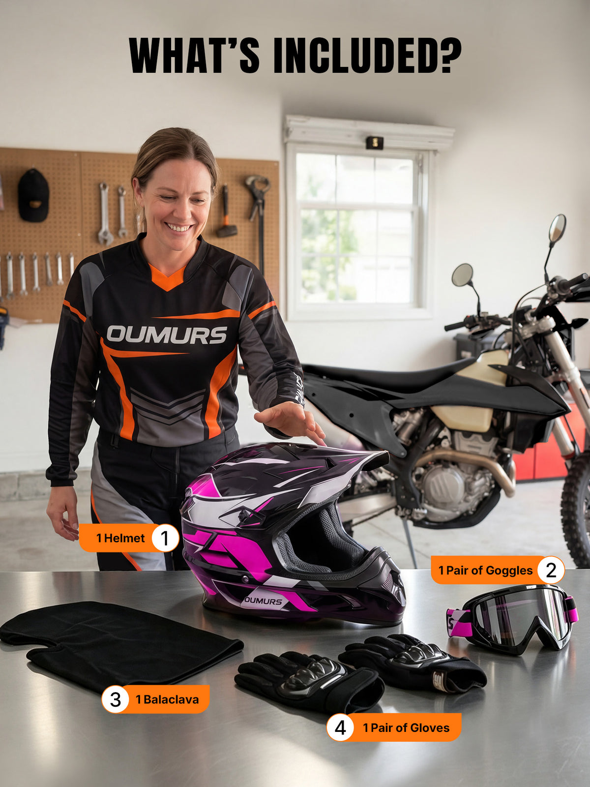 Oumurs 805 Off-Road Helmet | Victory Pink