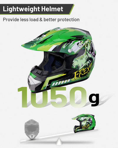 OUMURS 125A Youth Dirt Bike Helmet Dino