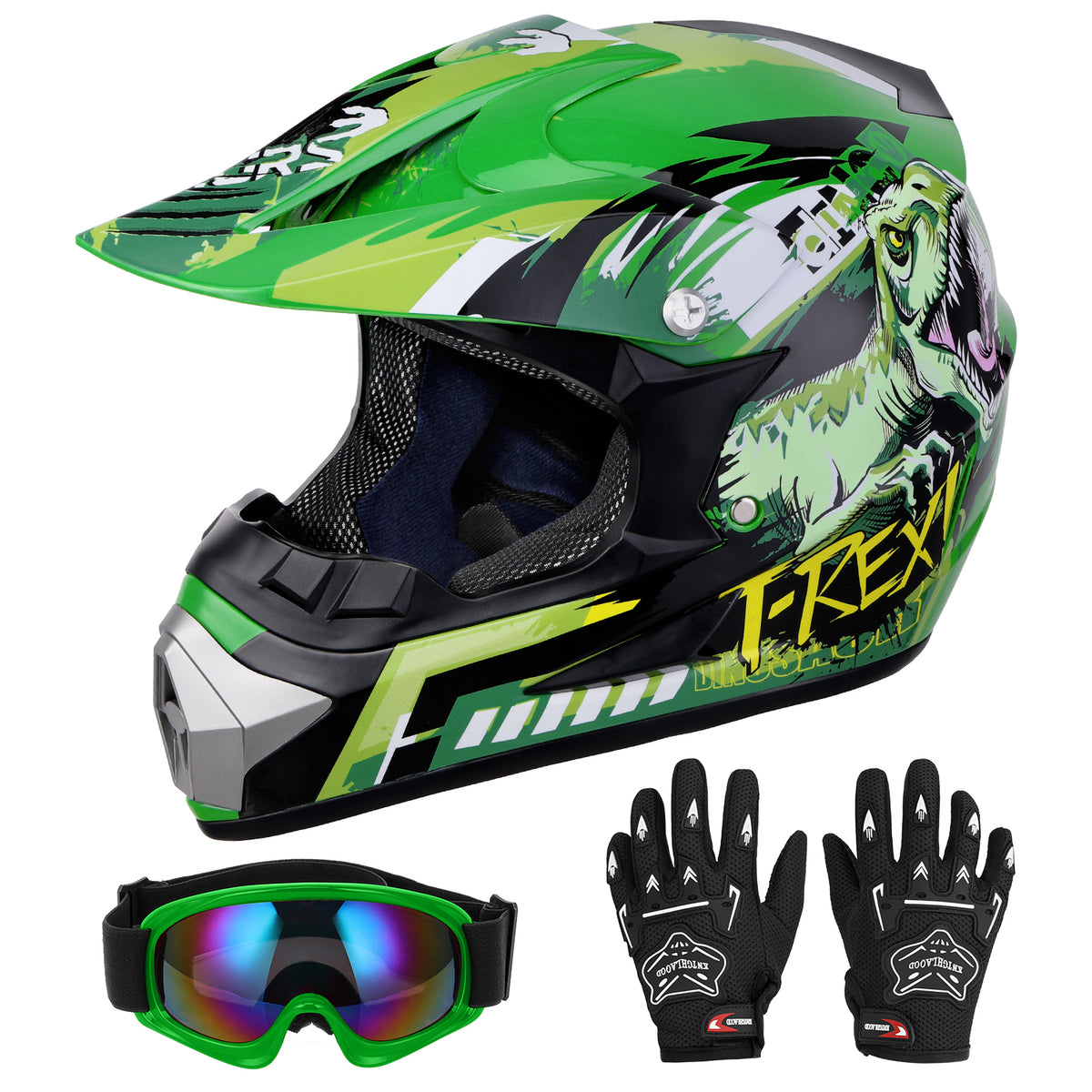 OUMURS 125A Youth Dirt Bike Helmet Dino