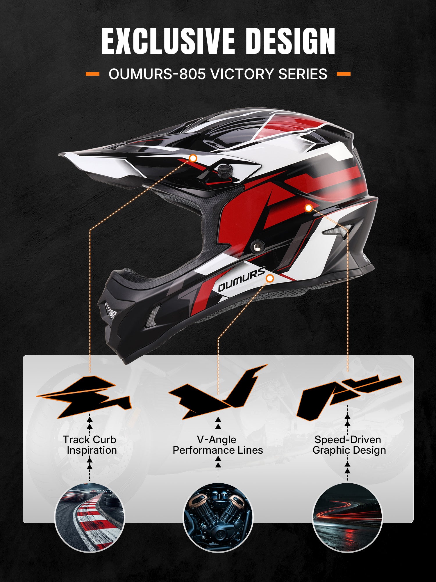 Oumurs 805 Off-Road Helmet | Victory Red
