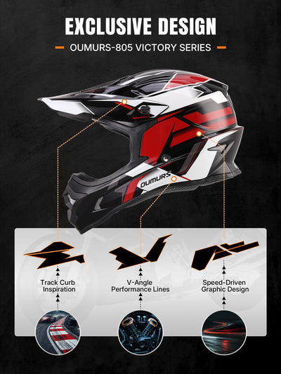 Oumurs 805 Off-Road Helmet | Victory Red