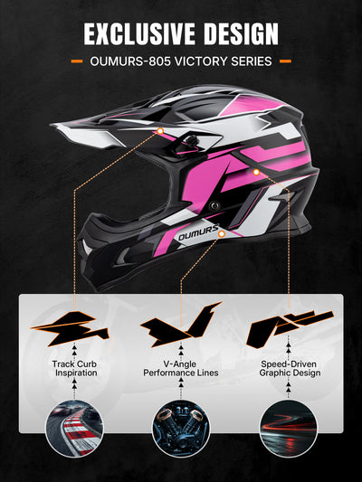 Oumurs 805 Off-Road Helmet | Victory Pink