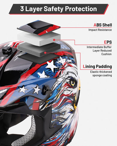 DOT Dirt Bike Helmet for Kids Eagle Blue