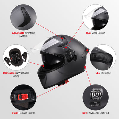 Dual Visor Full Face Motorcycle Helmet