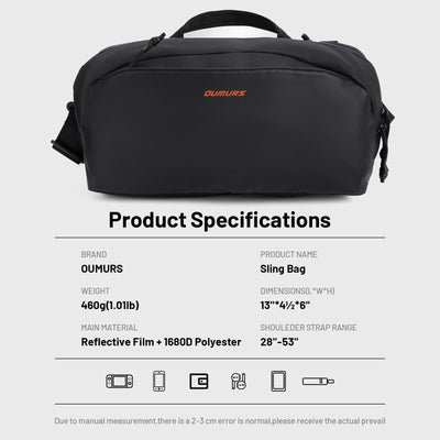 Oumurs 4L Crossbody Bag Sling Backpack for Men and Women