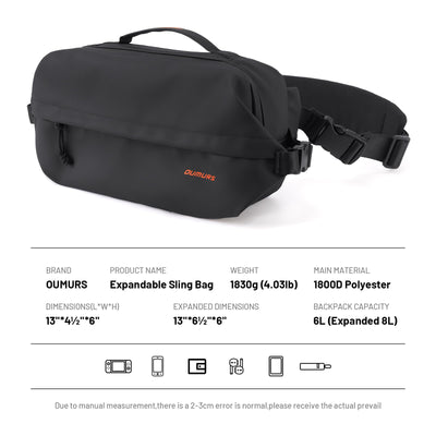 Oumurs 6L Crossbody Bag Sling Bag for Men and Women