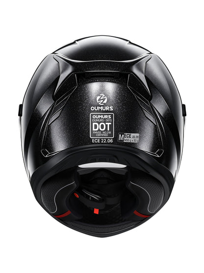 G361S Full Face Street Helmet, ECE 22.06 & DOT Certified, Cosmo Black