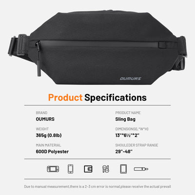 Oumurs 4L Crossbody Backpack Sling Bag with RFID Blocking for Men