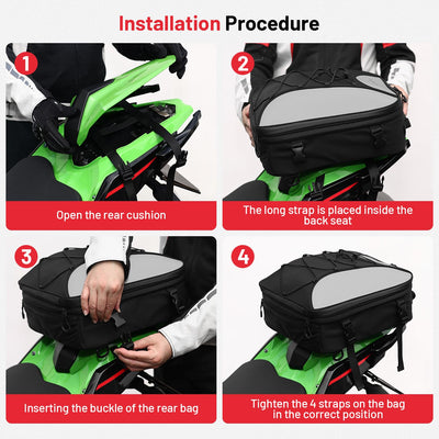 Oumurs 22L-34L Motorcycles Tail Bag,Reflective Backpack 600D RPET Fabric Motorcycle Bags Back Seat Luggage Bags