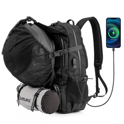 acu laptop backpack & helmet bag Oumurs Motorcycle Helmet Backpack 50L, Black Water-Resistant 1680D Oxf