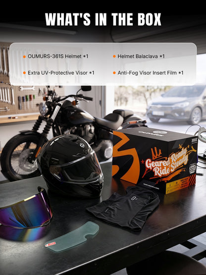 G361S Full Face Street Helmet, ECE 22.06 & DOT Certified, Cosmo Black