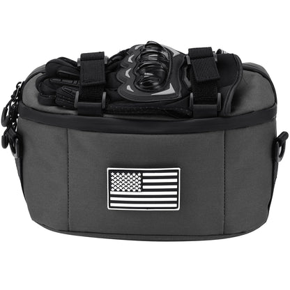 Motorcycle Handlebar Bag,600D Nylon Oxford Universal Bar bag American Flag Sissy Bar Bag Front Fork Storage Accessory Bag