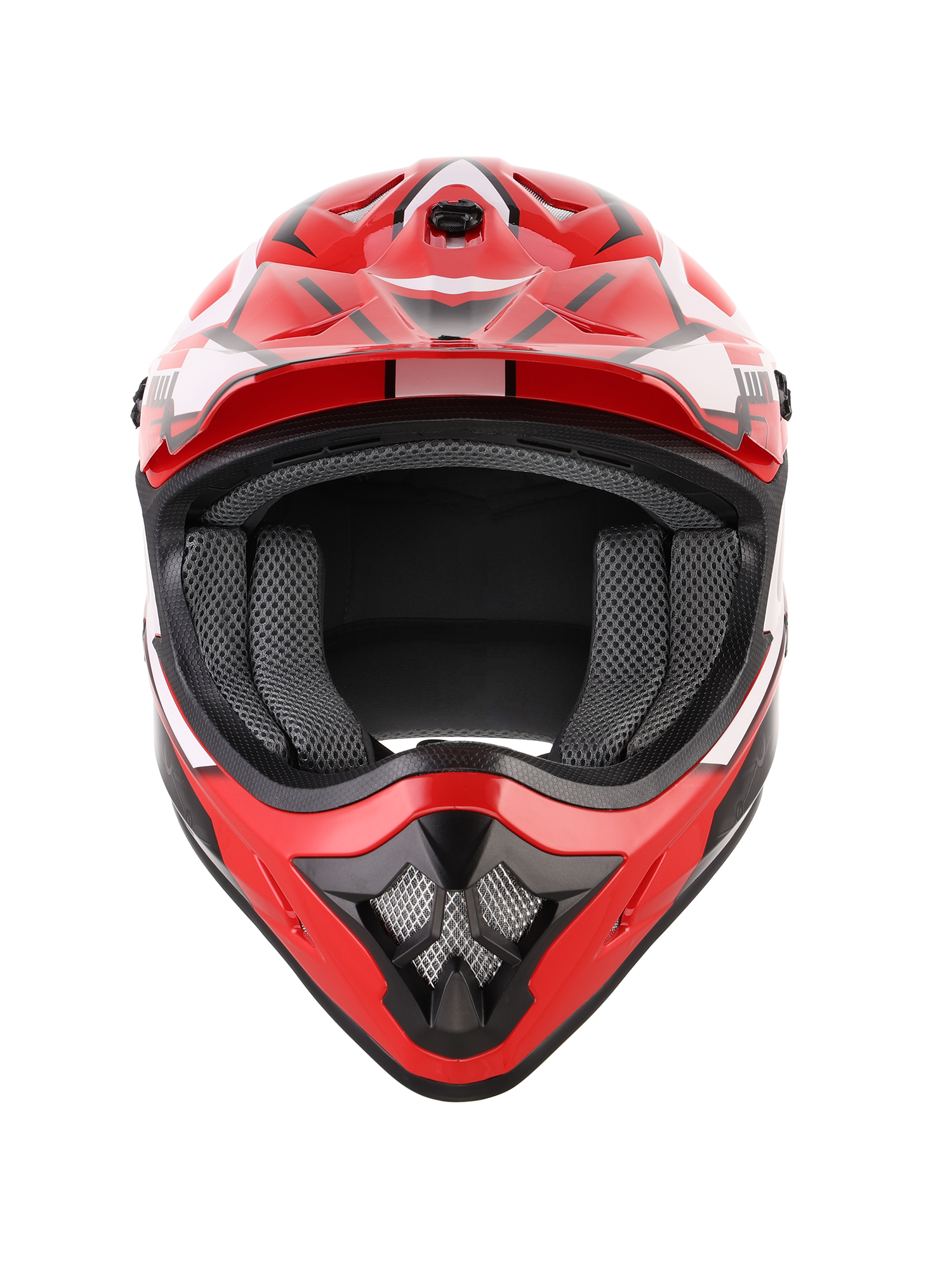 Oumurs 805 Engine Red off-road motocross helmet, front view