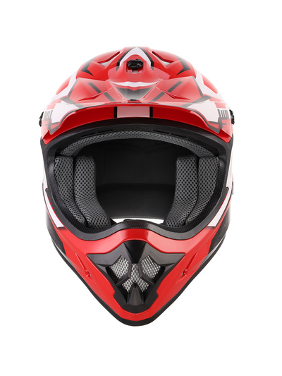 Oumurs 805 Engine Red off-road motocross helmet, front view