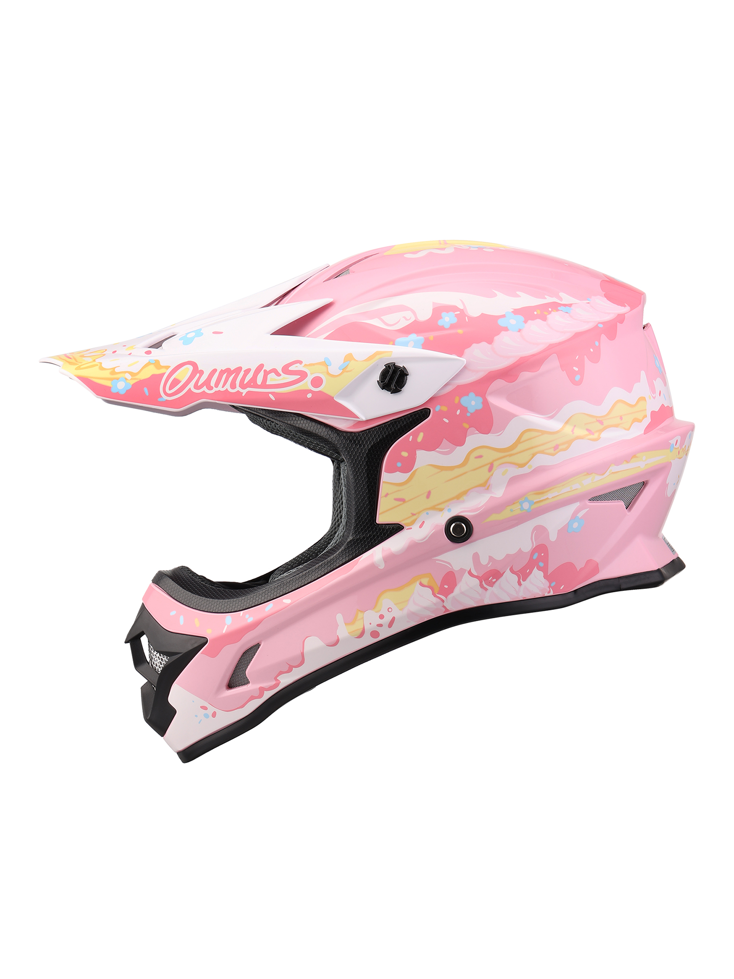 Oumurs 805 Pink off-road helmet, left side view