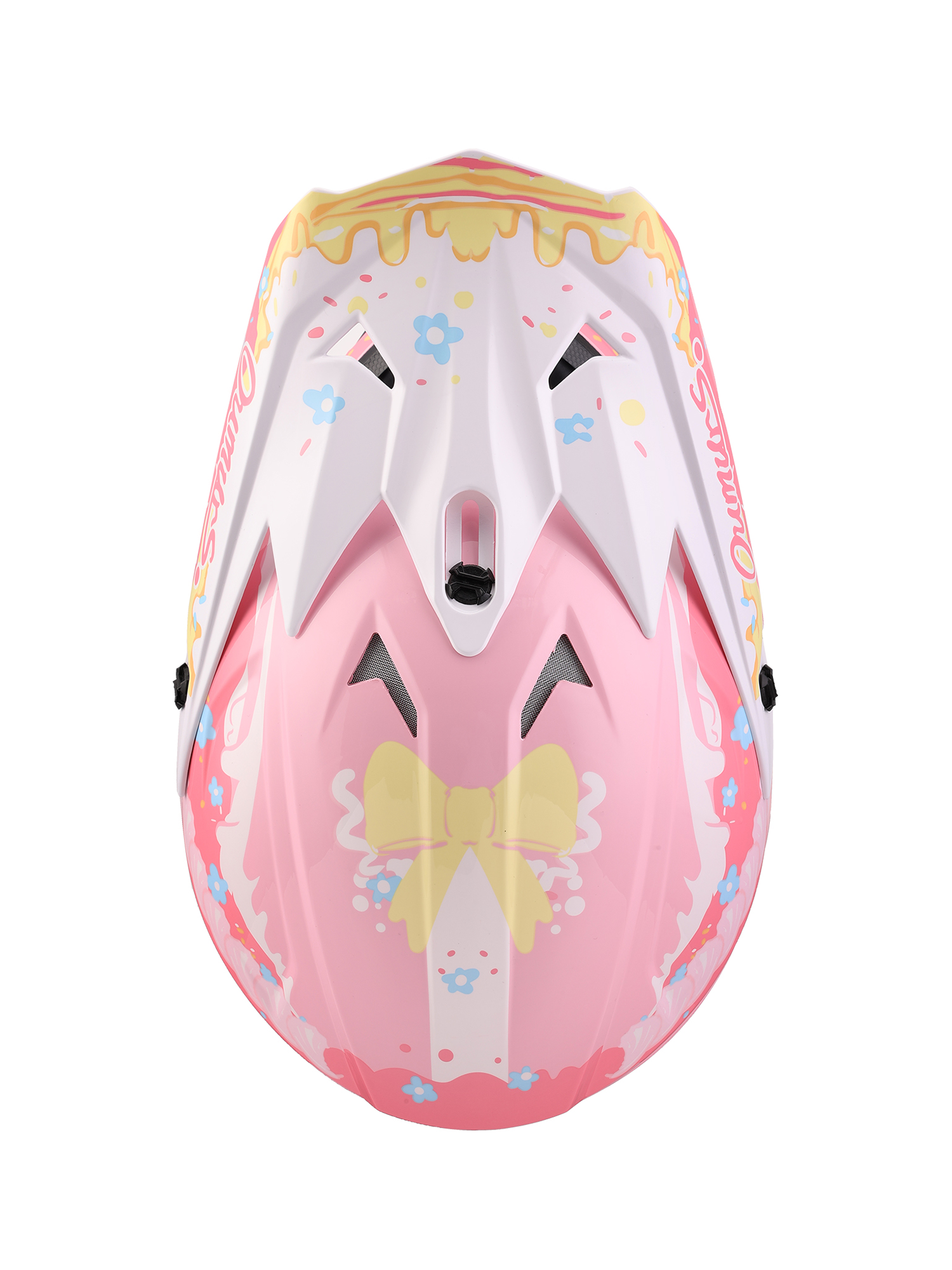 Oumurs 805 Pink off-road motocross helmet, top view