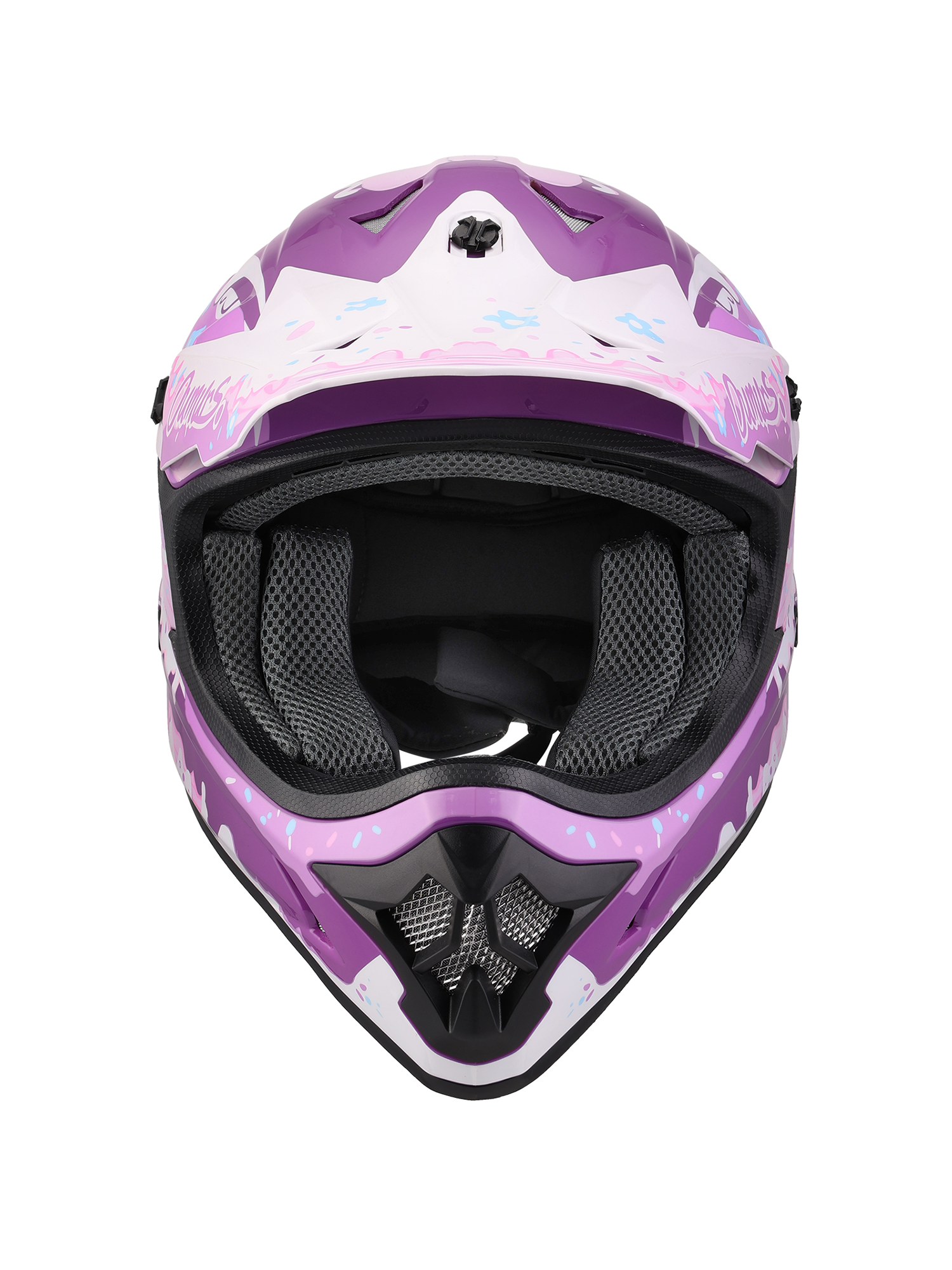 Oumurs 805 Purple off-road motocross helmet, front view