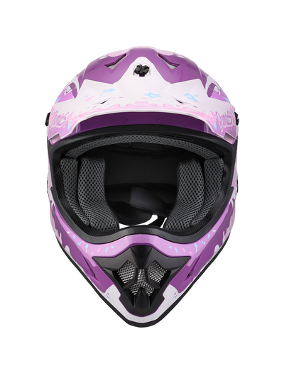 Oumurs 805 Purple off-road motocross helmet, front view