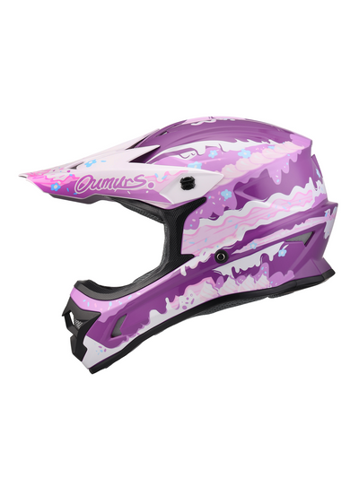 Oumurs 805 Purple off-road helmet, left side view