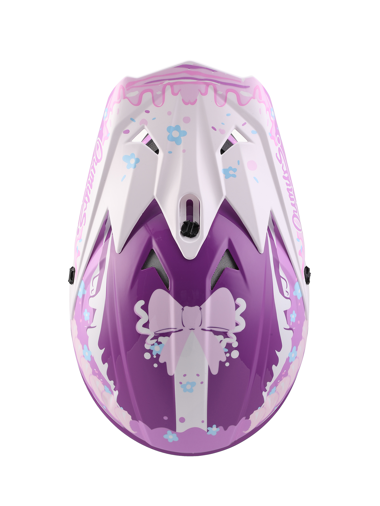 Oumurs 805 Purple off-road motocross helmet, top view