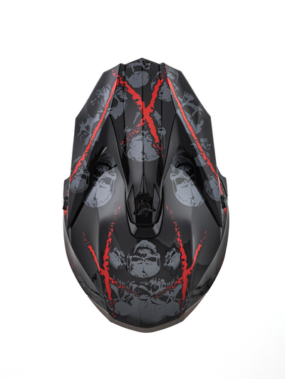 Oumurs 806 Red Skull off-road motocross helmet, top view