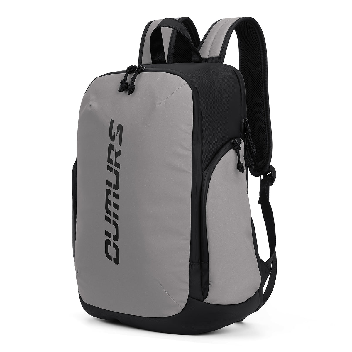 A gray and black OIMURS 35L REFLEKTA backpack shown from a three-quarter angle on a solid white background.