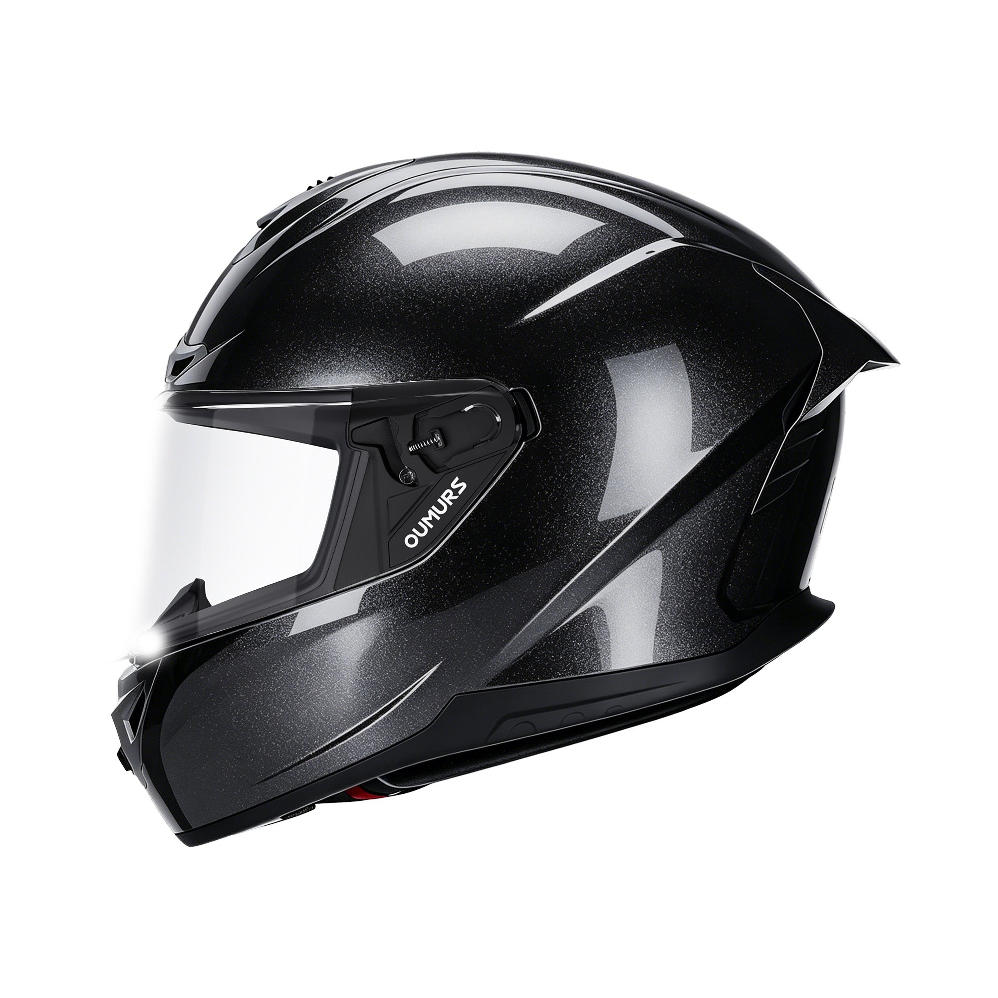Oumurs-361S full face street helmet in cosmo black, left side view
